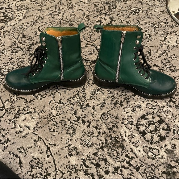 Aqua brand lug sole green combat boots with silver studs - Picture 13 of 15